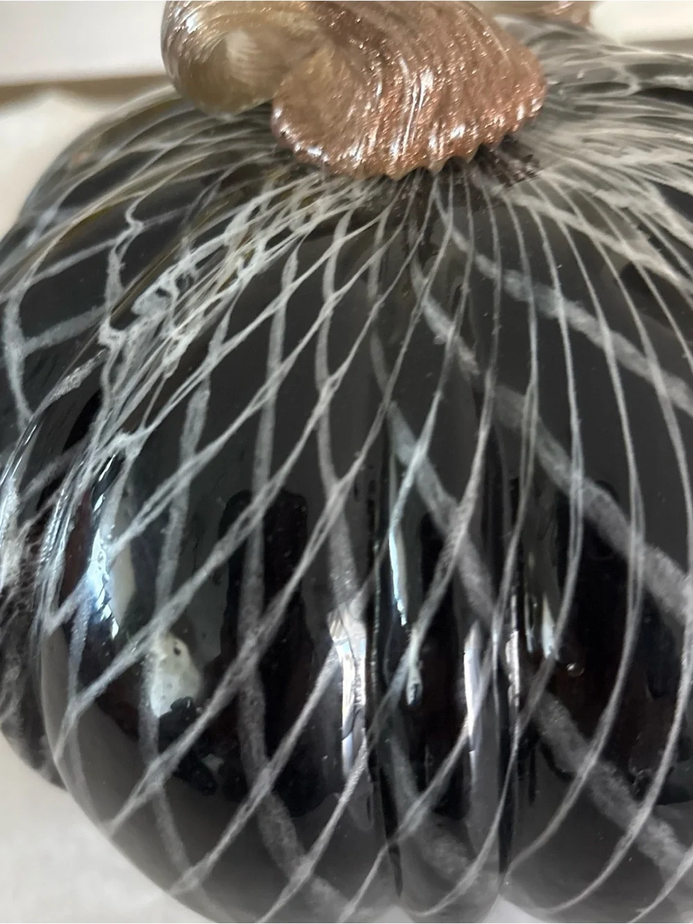 Martha Stewart Handblown Glass Black White Brown Pumpkin